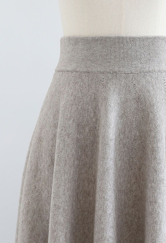 Fuzzy Soft Knit A-Line Midi Skirt in Linen - Retro, Indie and Unique ...