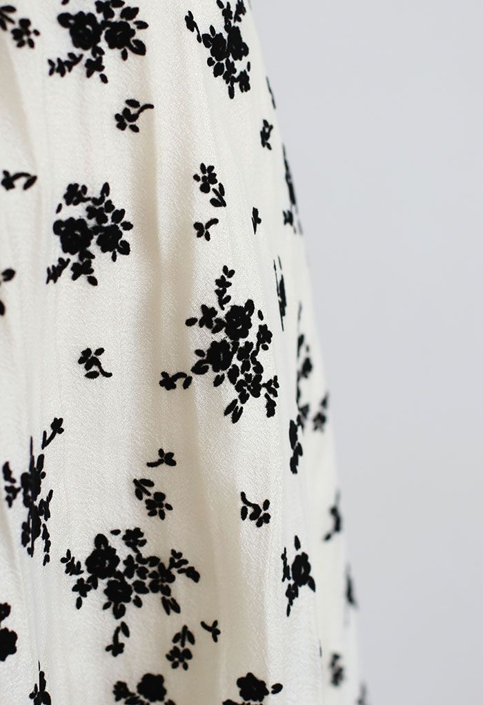 Posy Overlay Mesh Pleated Midi Skirt in Cream - Retro, Indie and Unique ...