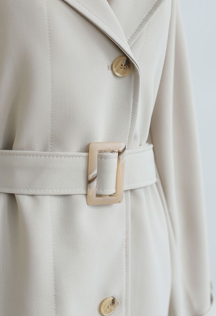 Button Down Belted Coat in Ivory - Retro, Indie and Unique Fashion