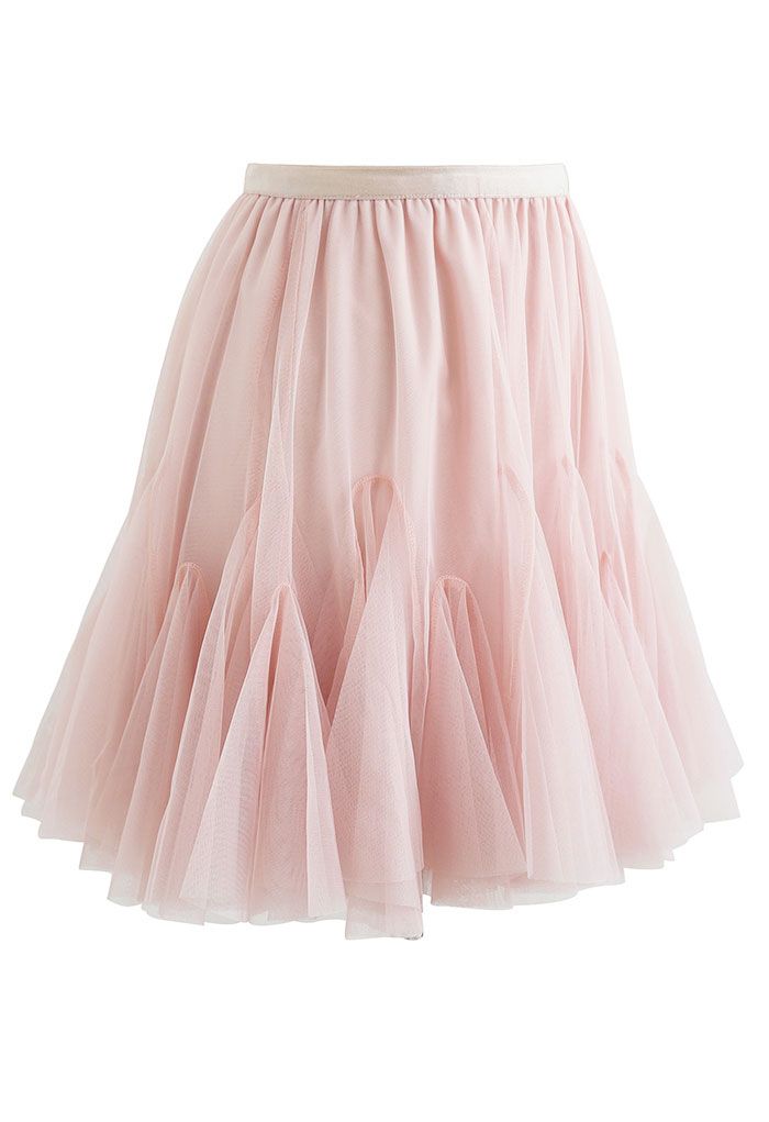 Ruffle Hem Mesh Tulle Mini Skirt in Pink - Retro, Indie and Unique Fashion