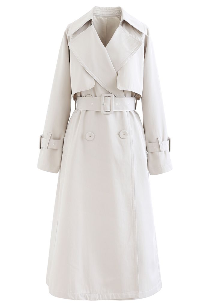 Mesh Spliced Double-Breasted Belted Trench Coat - Retro, Indie and ...