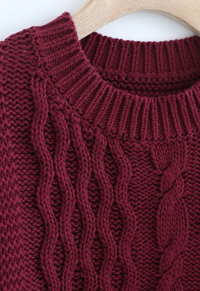 Diamond Chain Chunky Knit Sweater in Burgundy - Retro, Indie and Unique ...