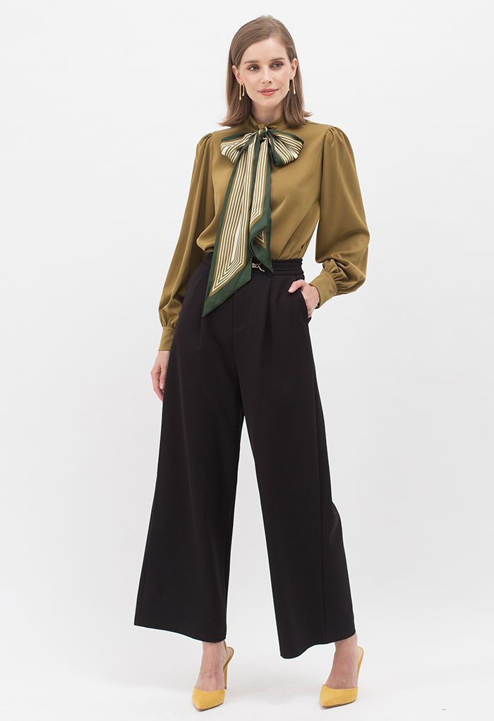 Horsebit Belted Straight Leg Pants in Black - Retro, Indie and Unique ...