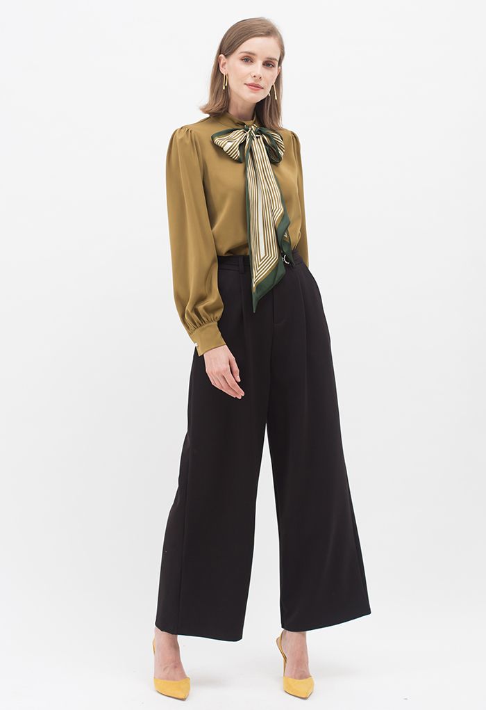 Horsebit Belted Straight Leg Pants in Black - Retro, Indie and Unique ...