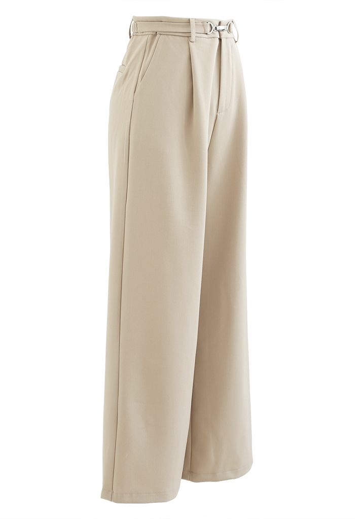 Horsebit Belted Straight Leg Pants in Camel - Retro, Indie and Unique ...