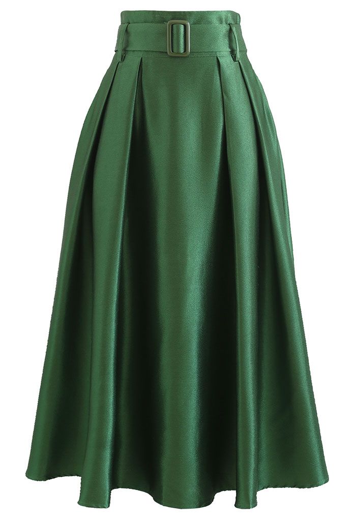 Belted Texture Flare Maxi Skirt in Emerald - Retro, Indie and Unique ...