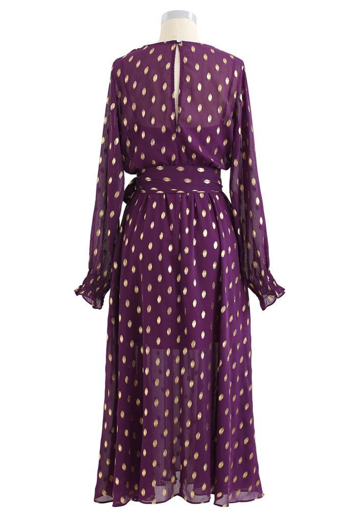 Oval Dots Semi-Sheer Split Wrap Dress in Purple - Retro, Indie and ...