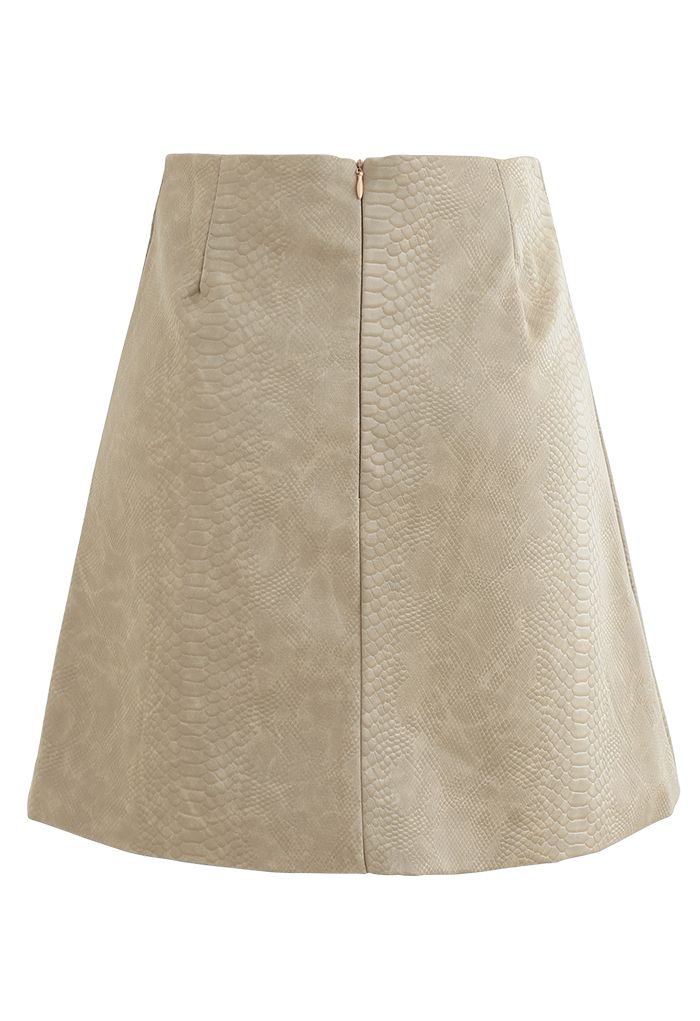 Snake Print Faux Leather Mini Skirt - Retro, Indie and Unique Fashion