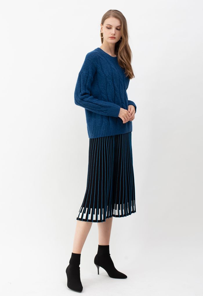 Playing Piano Striped Midi Knit Skirt - Retro, Indie and Unique Fashion