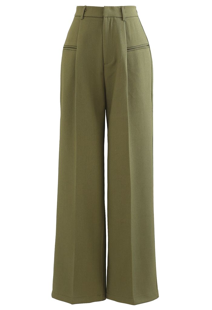 Front Pocket Straight Leg Pants in Moss Green - Retro, Indie and Unique ...