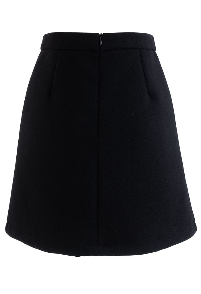 Ruched Side Flap Mini Skirt in Black - Retro, Indie and Unique Fashion