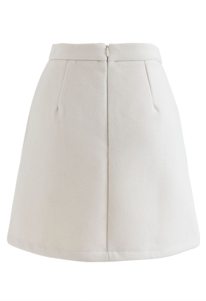 Stylish Wool-Blend Mini Bud Skirt in Ivory - Retro, Indie and Unique ...