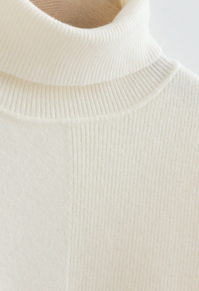 Turtleneck Tender Ribbed Knit Sweater in White - Retro, Indie and ...