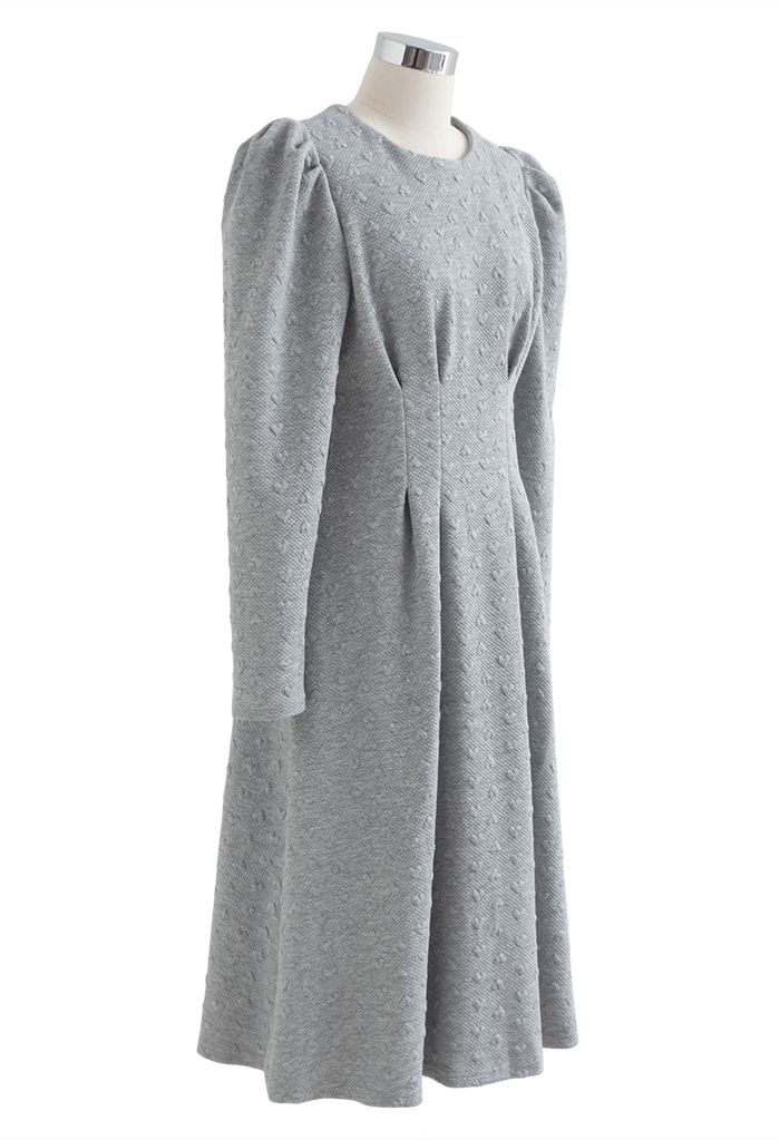 Overall Airy Heart Embossed Cotton Dress in Grey - Retro, Indie and ...