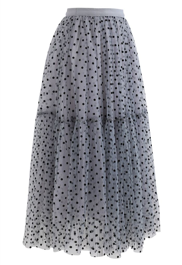 Can't Let Go Dots Mesh Tulle Skirt in Dusty Blue - Retro, Indie and ...