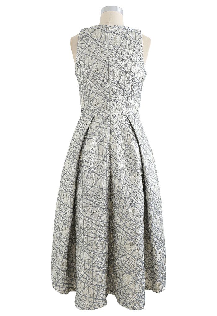 Glitzy Lines Embossed Jacquard Waterfall Dress - Retro, Indie and ...