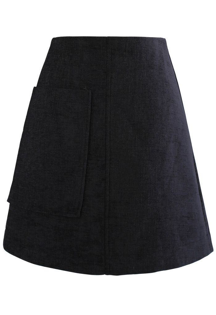 Patched Pocket Shimmer Tweed Mini Skirt in Black - Retro, Indie and ...