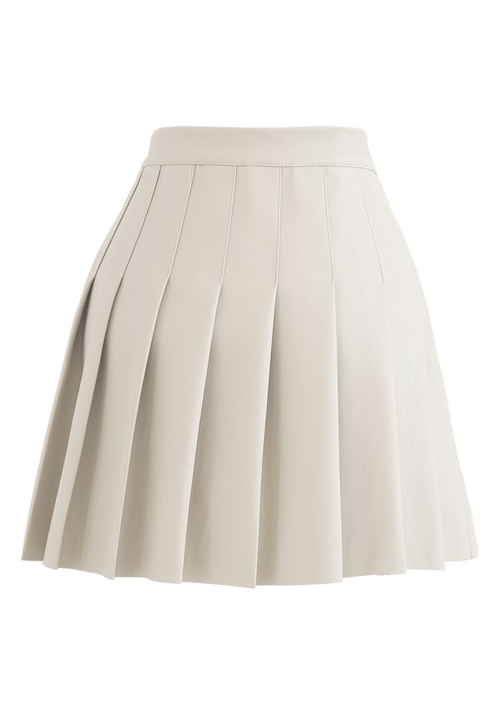 white leather pleated skirt