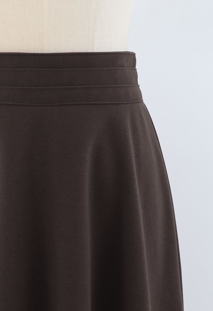 high waisted midi skirt brown