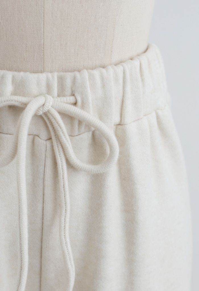 Soft Touch Drawstring Knit Pants in Cream - Retro, Indie and Unique Fashion