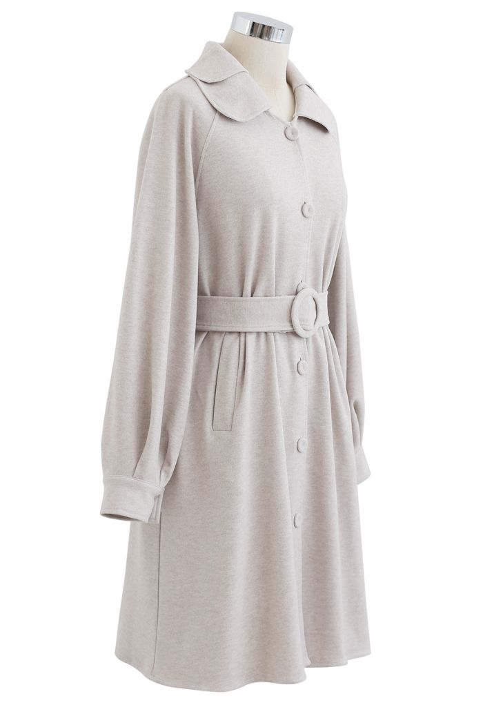 Collared Belted Button Down Coat Dress in Linen - Retro, Indie and ...