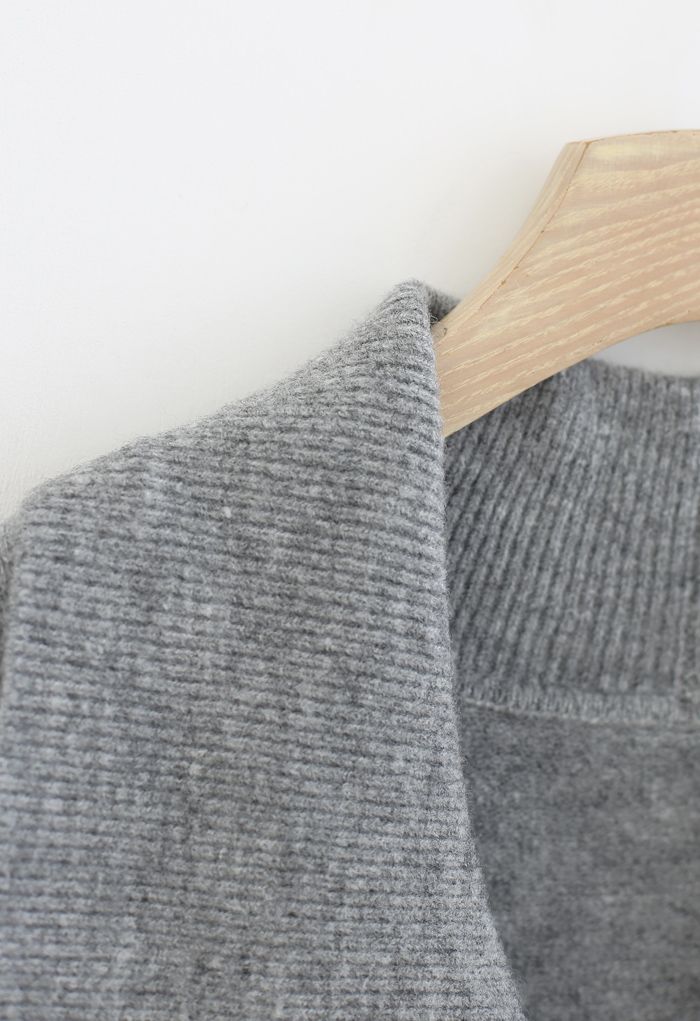 Collared Cold-Shoulder Knit Sweater in Grey - Retro, Indie and Unique ...