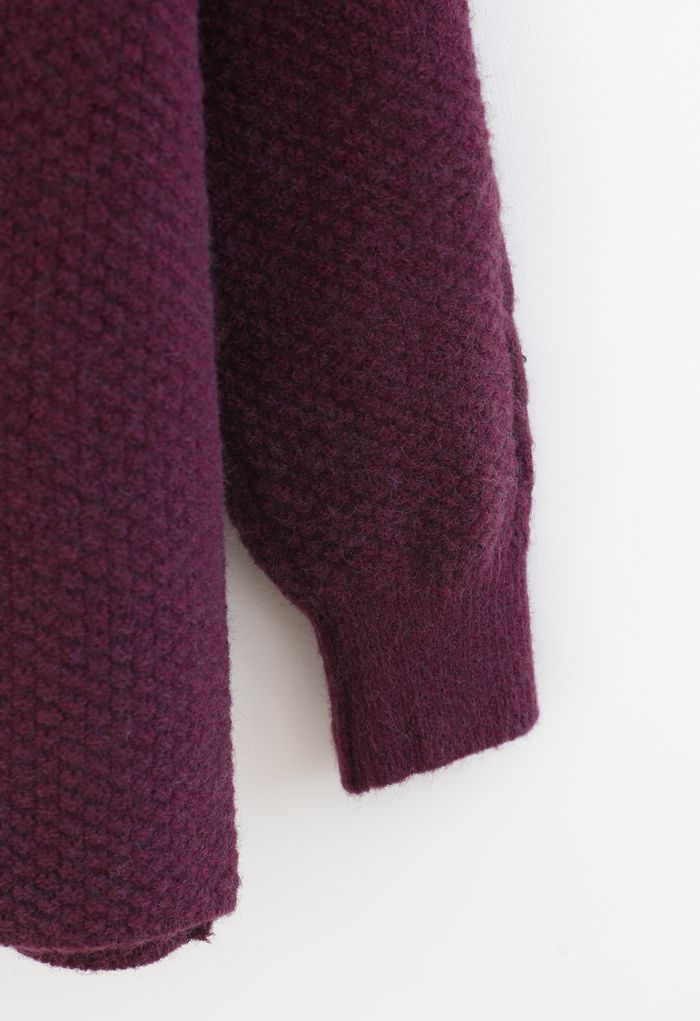 Textured Cable Knit Sweater in Plum - Retro, Indie and Unique Fashion