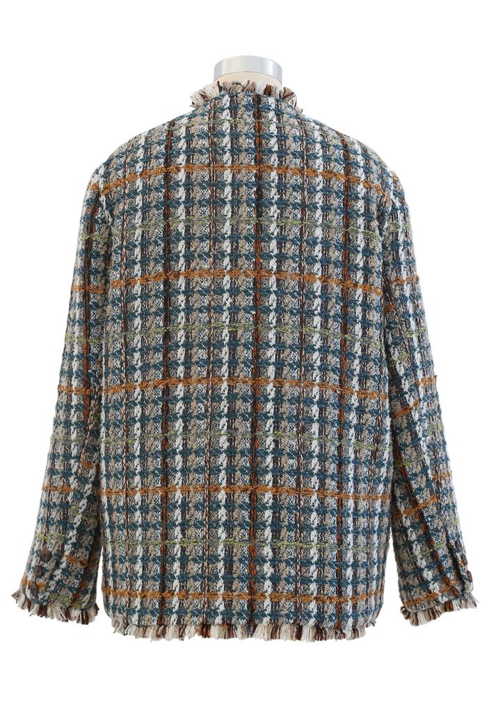Faux Fur Lining Tassel Tweed Blazer in Green - Retro, Indie and Unique ...