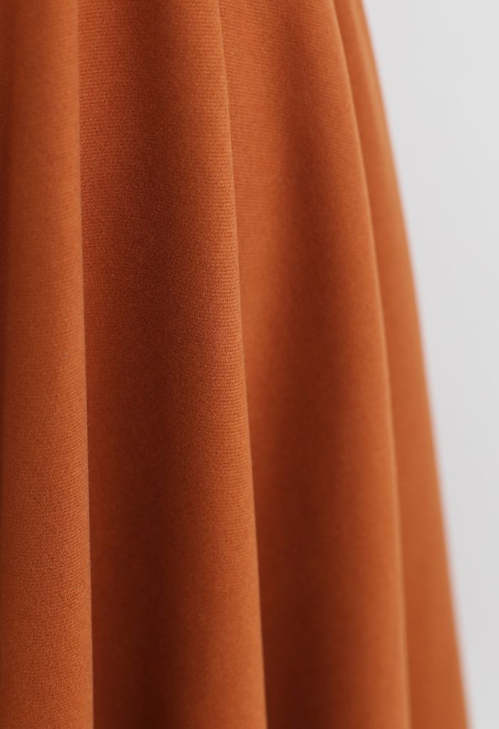 High Waisted Wool-Blend Flare Skirt in Orange