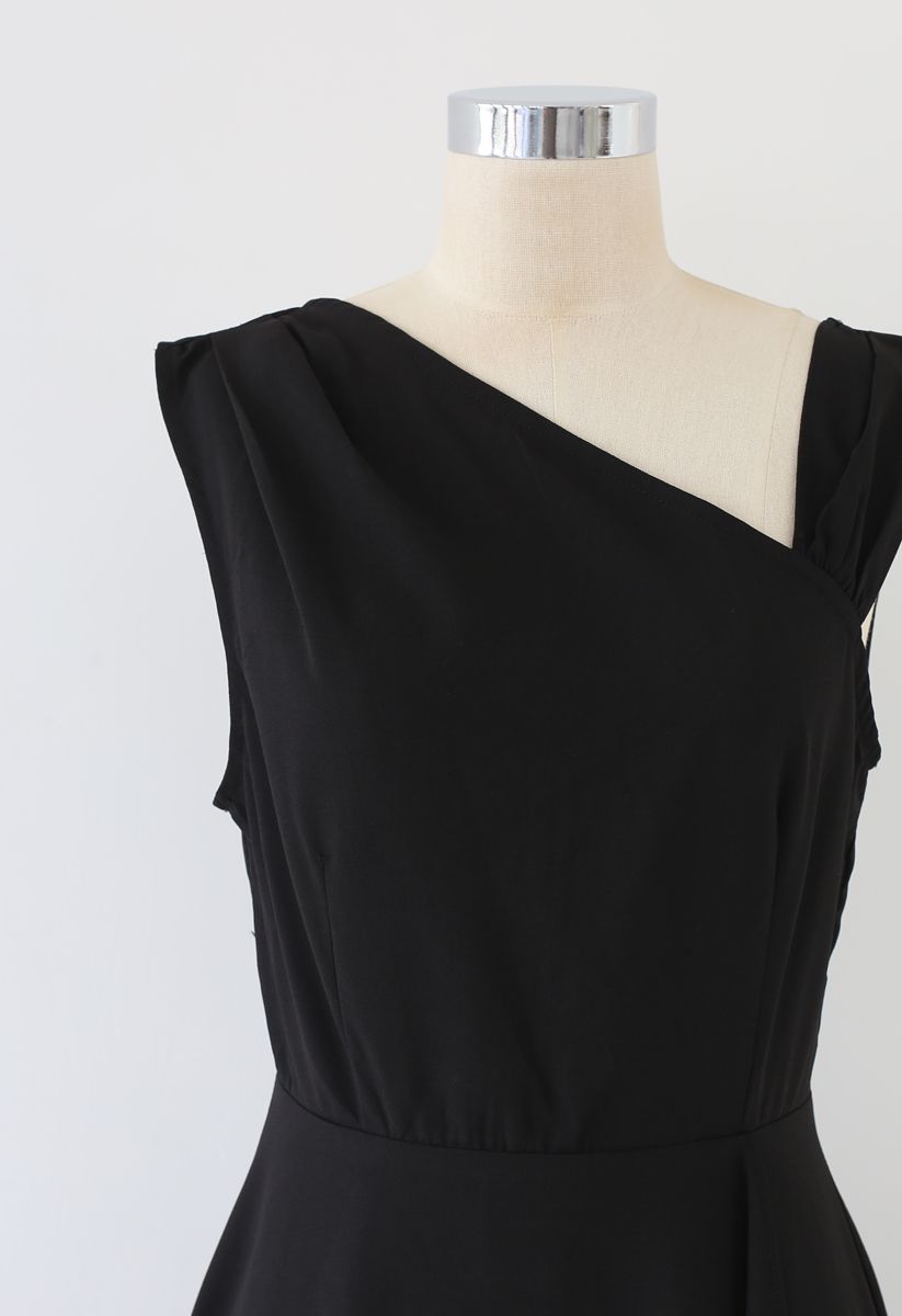Asymmetrical Oblique Shoulder Sleeveless Midi Dress - Retro, Indie and ...