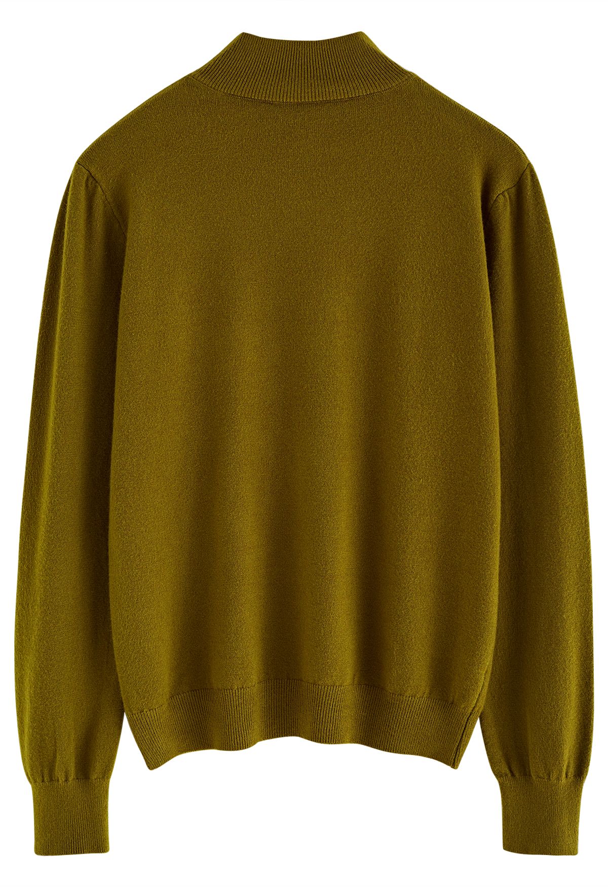 Basic High Neck Knit Top in Moss Green