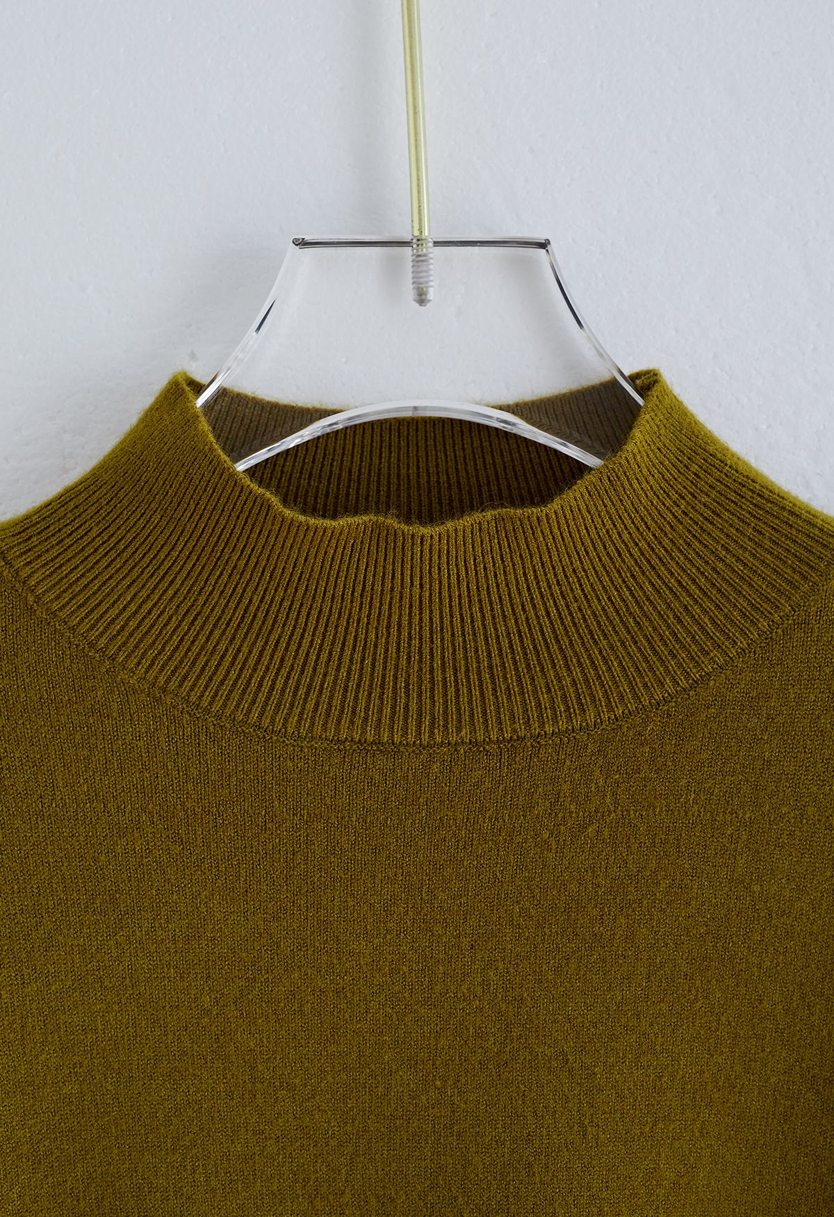 Basic High Neck Knit Top in Moss Green