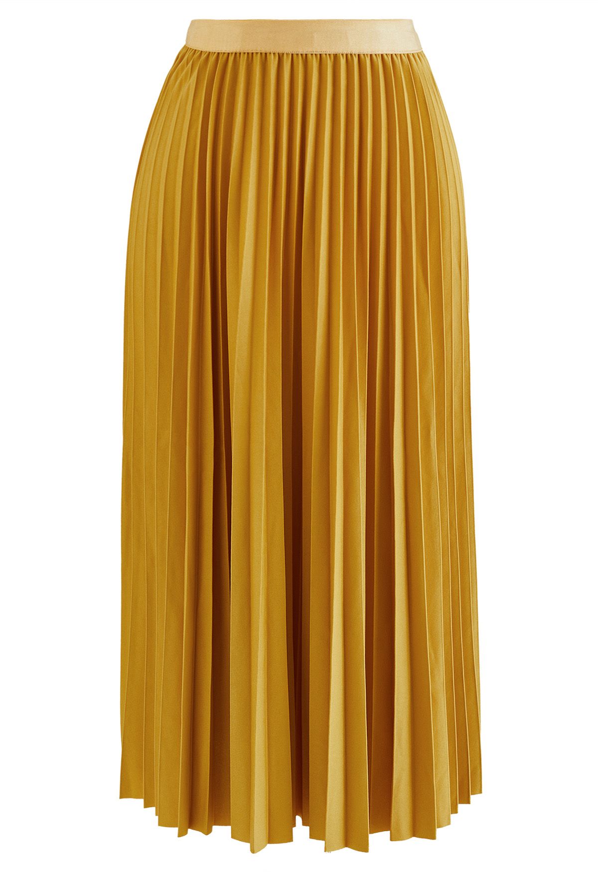 Simplicity Pleated Midi Skirt in Mustard - Retro, Indie and Unique Fashion