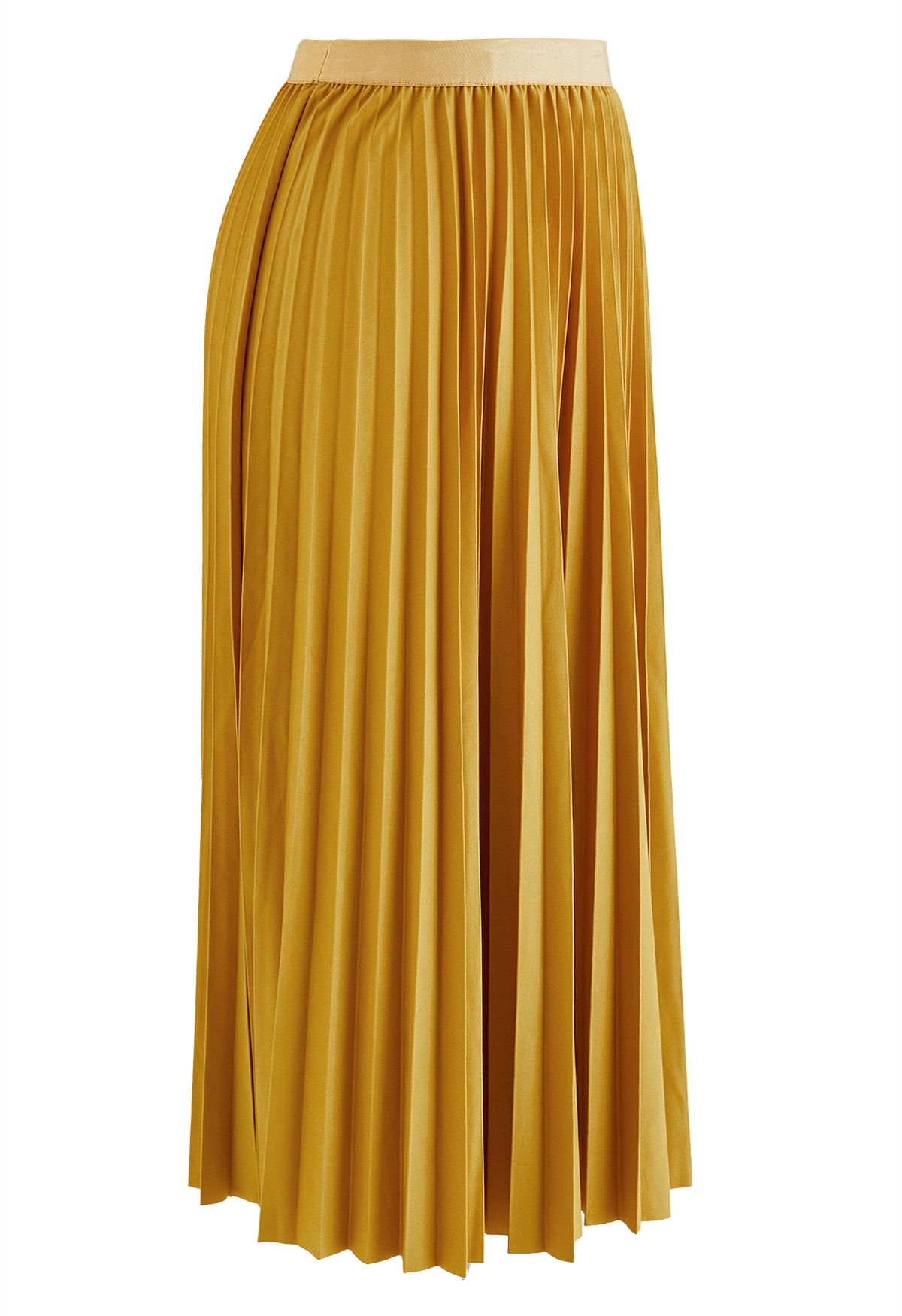 Simplicity Pleated Midi Skirt in Mustard - Retro, Indie and Unique Fashion