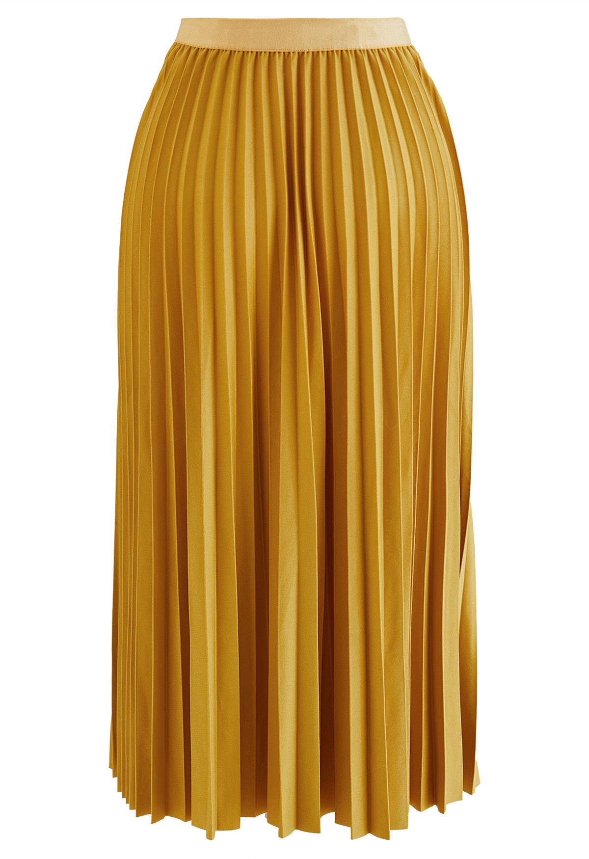 Simplicity Pleated Midi Skirt in Mustard Yellow S M