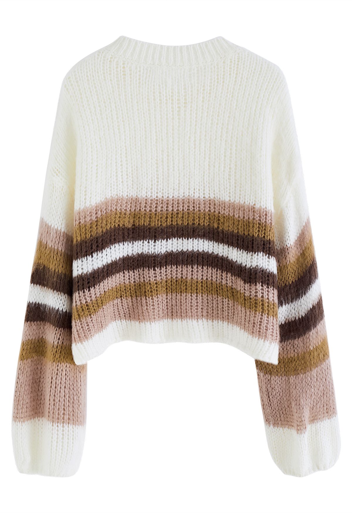 Multi-Striped Fuzzy Knit Crop Sweater