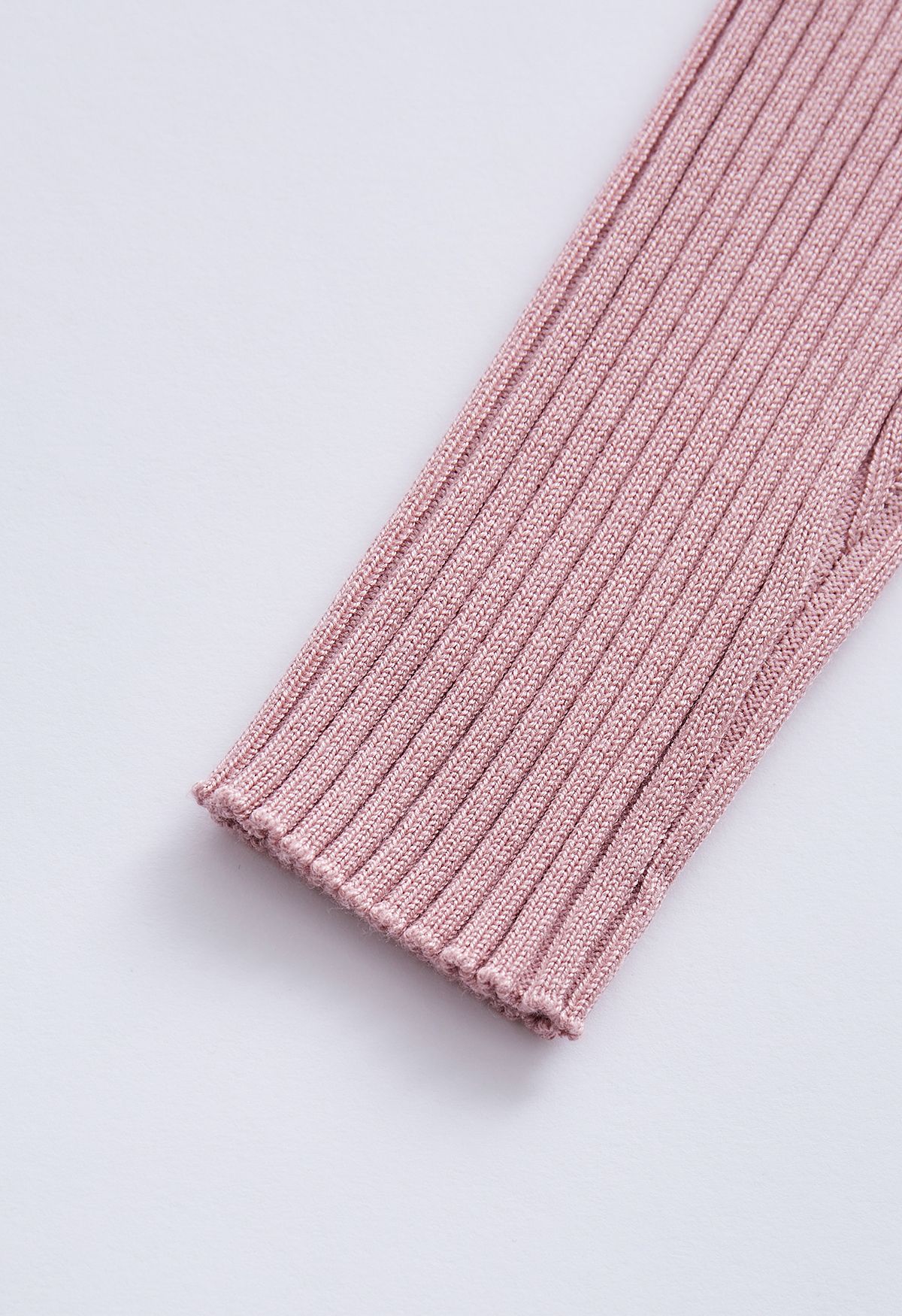 Two-Tone Crisscross Buttoned Ribbed Sweater in Pink