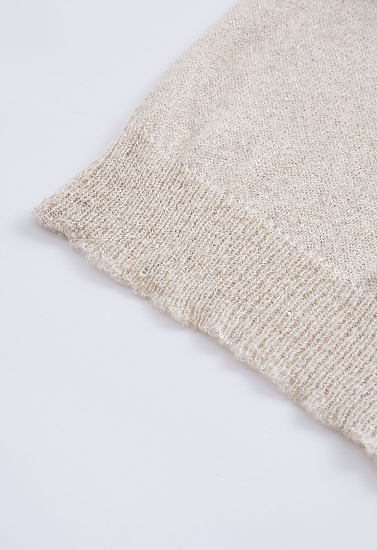 Lightweight Sequins Round Neck Knit Sweater in Cream - Retro, Indie and ...