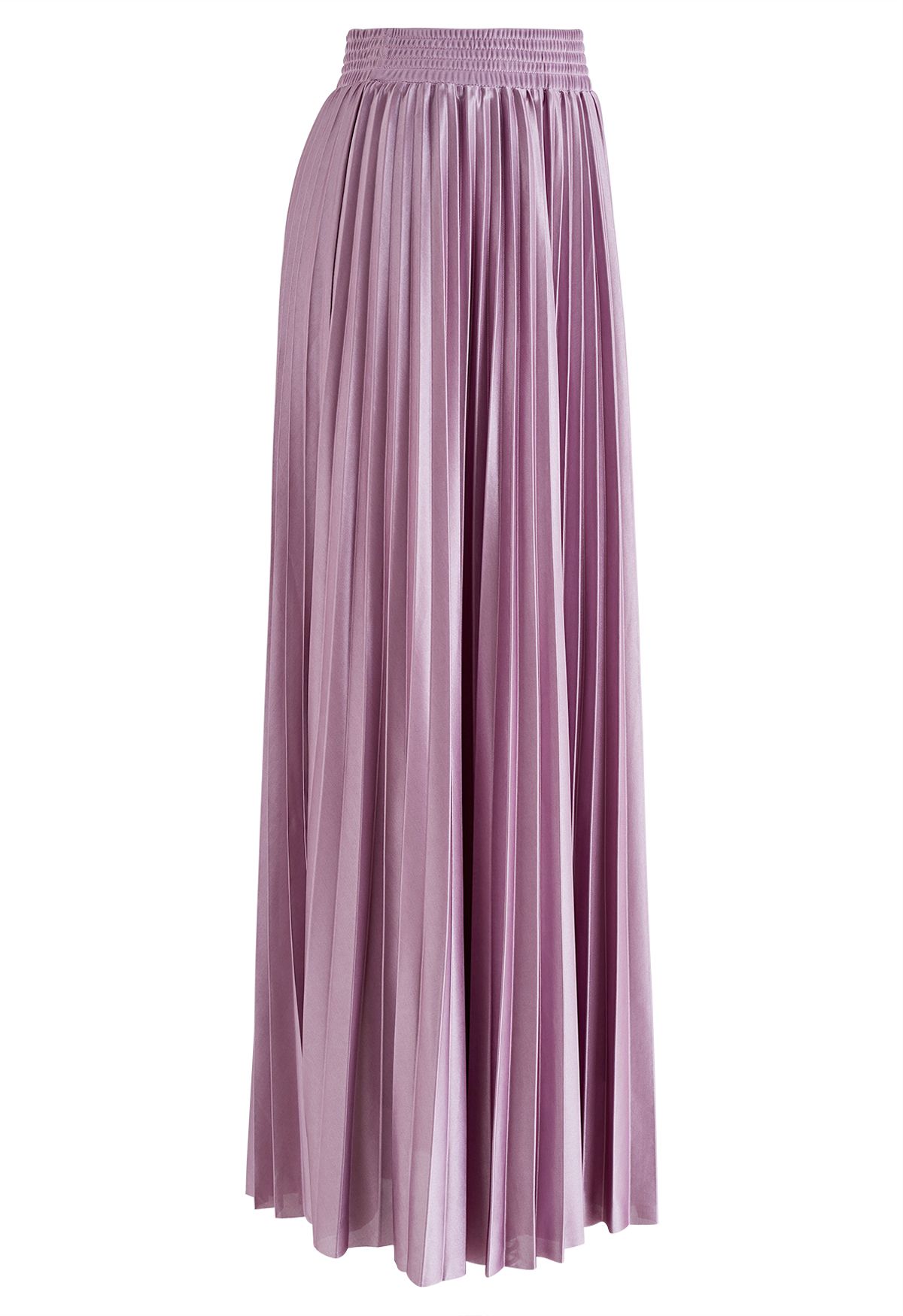 Glossy Pleated Maxi Skirt in Violet