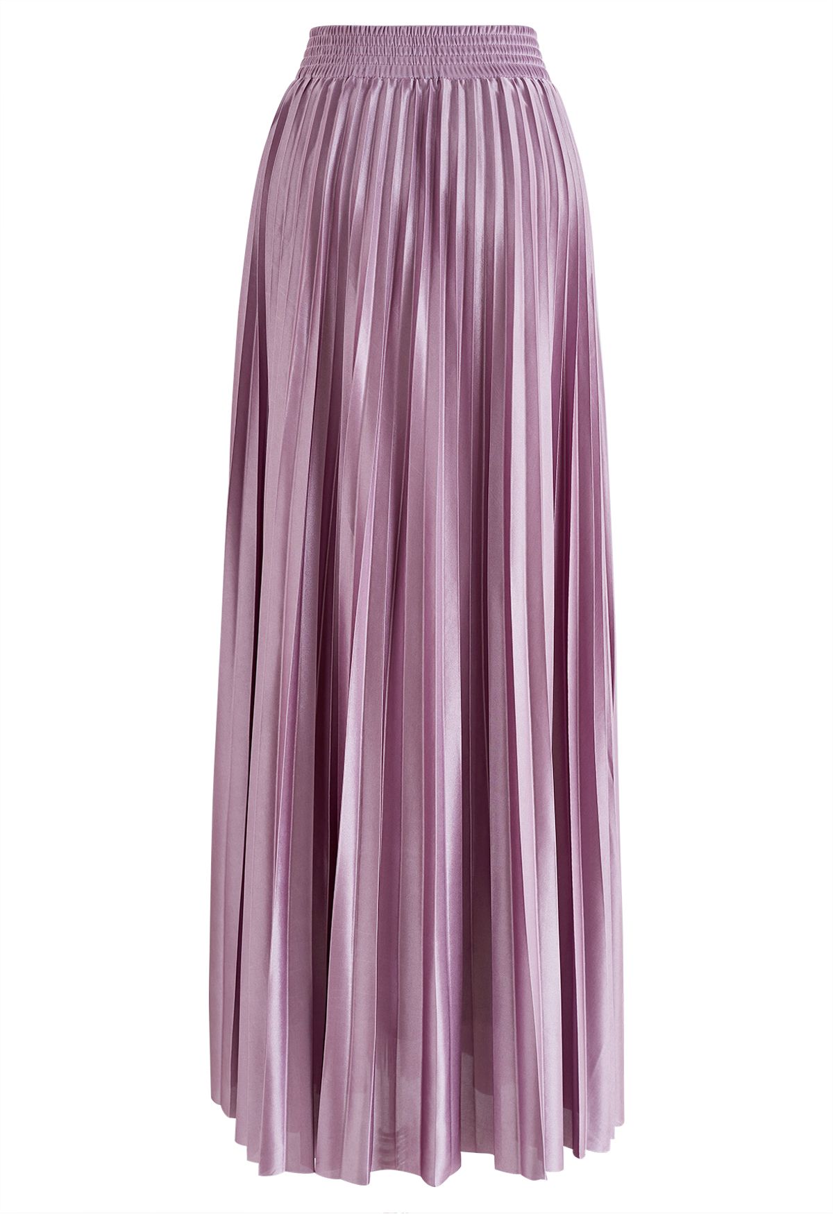 Glossy Pleated Maxi Skirt in Violet