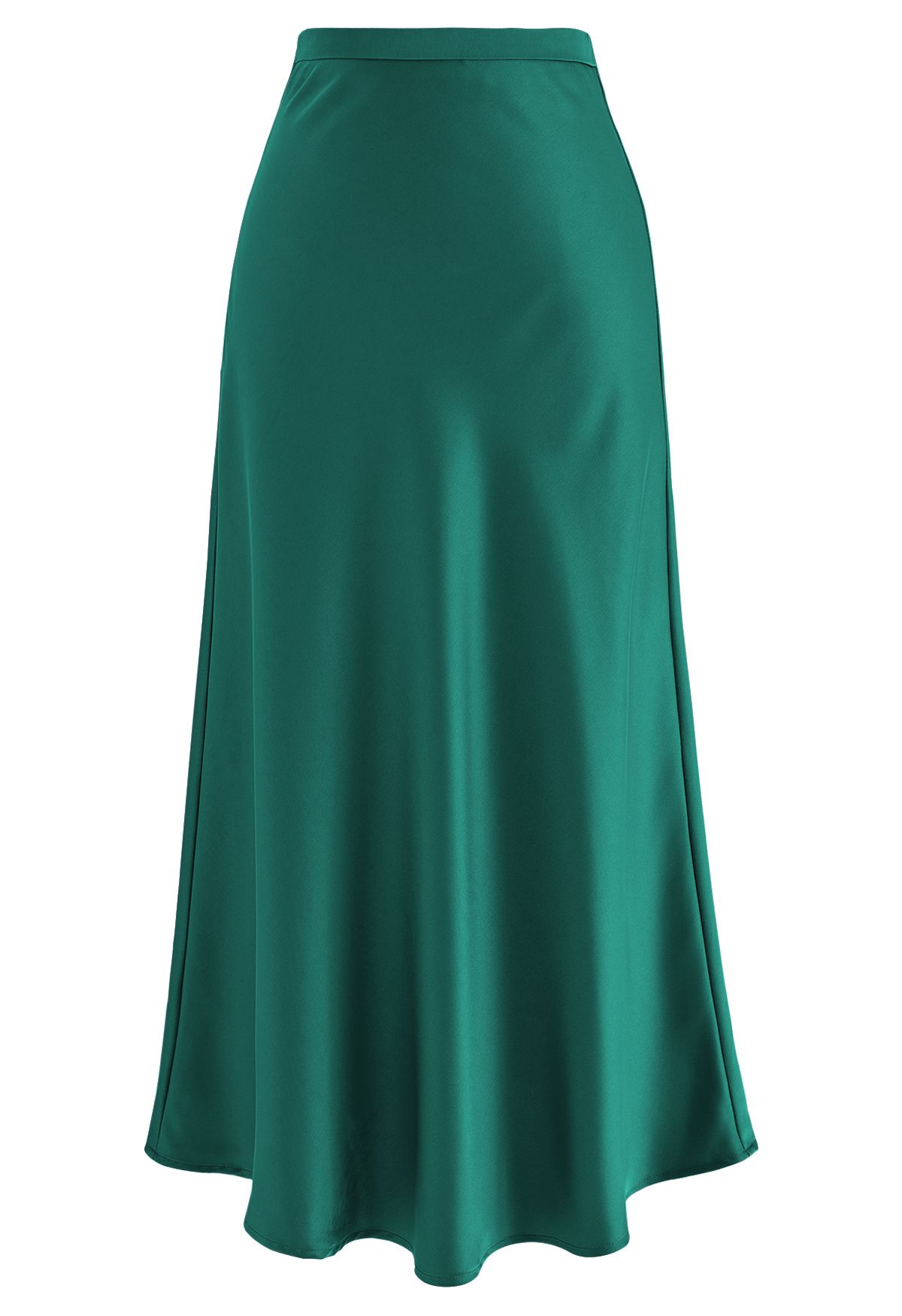 Satin Finish Bias Cut Midi Skirt in Emerald - Retro, Indie and Unique ...
