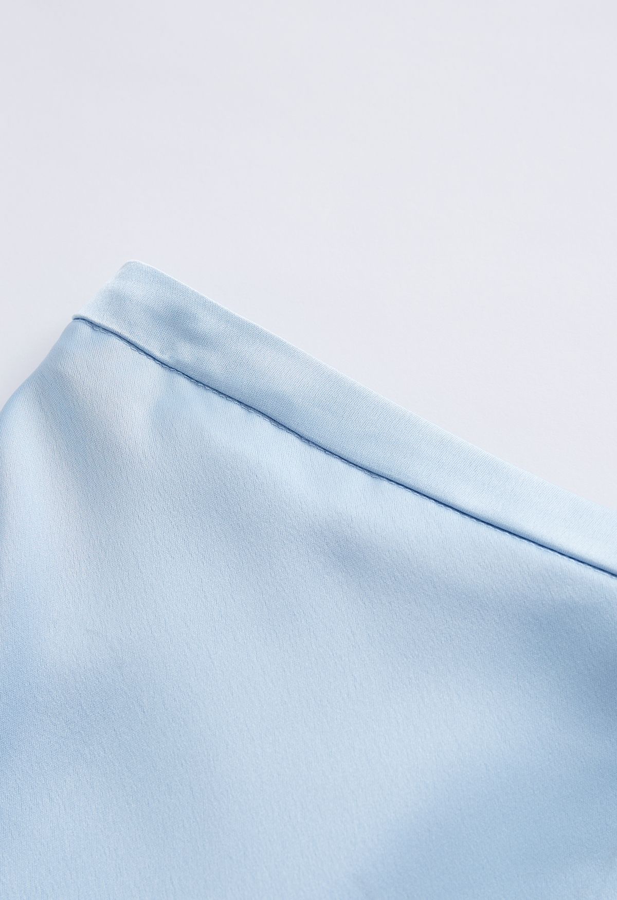 Satin Finish Bias Cut Midi Skirt in Baby Blue