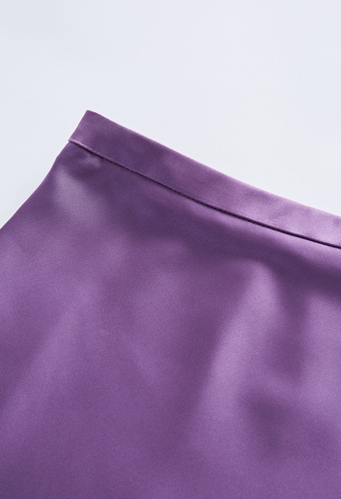 Satin Finish Bias Cut Midi Skirt in Purple