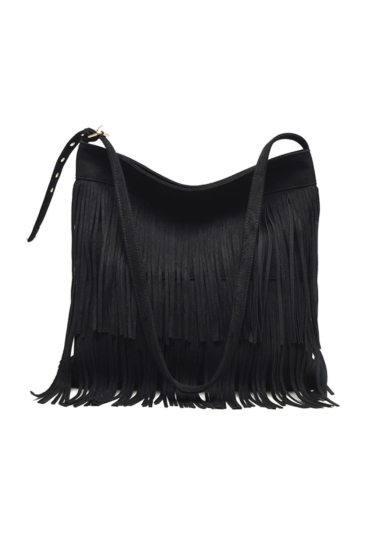 Retro Suede Fringe Crossbody Bag in Black - Retro, Indie and Unique Fashion