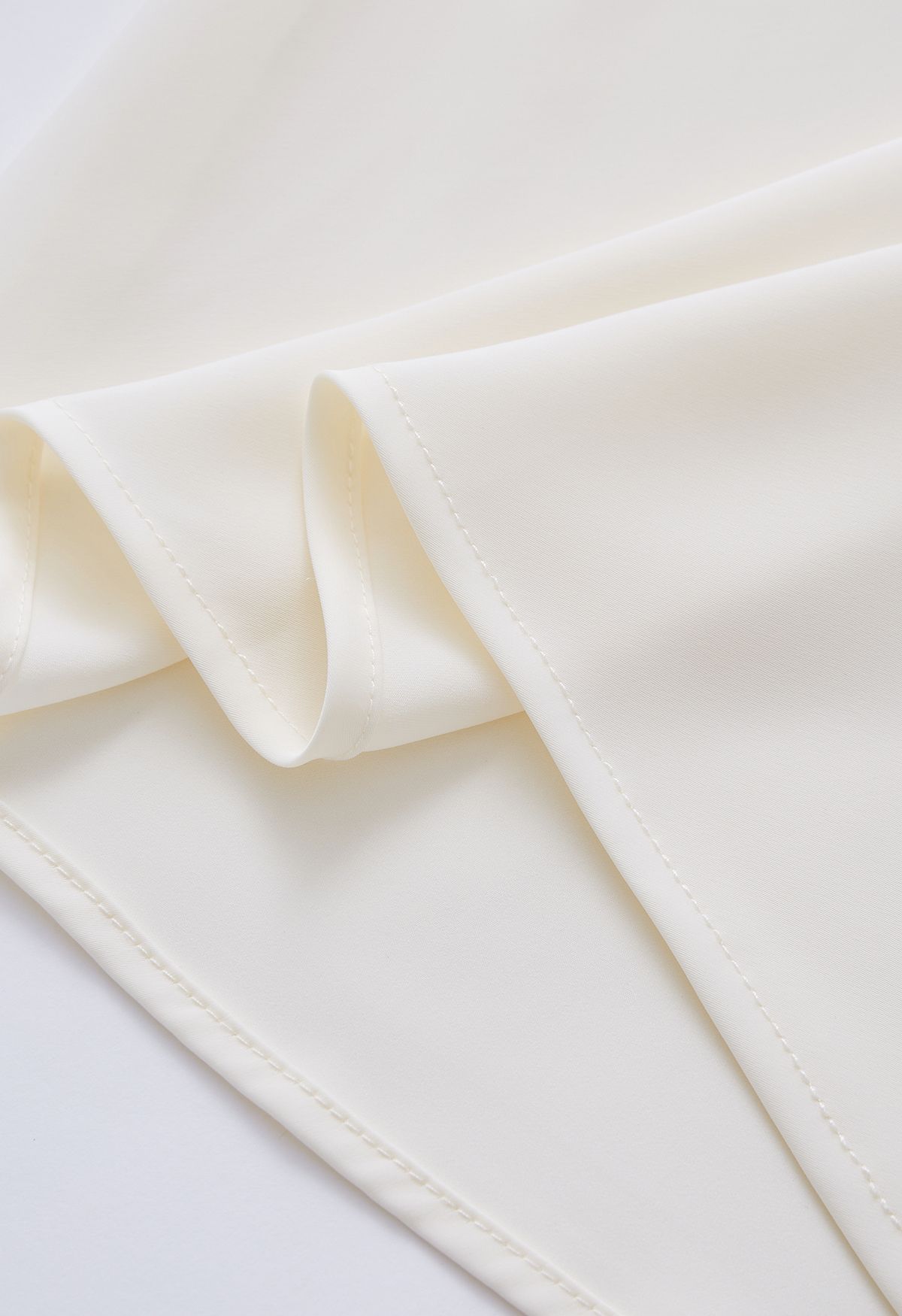 Cowl Neck Ribbon Satin Top in Cream - Retro, Indie and Unique Fashion