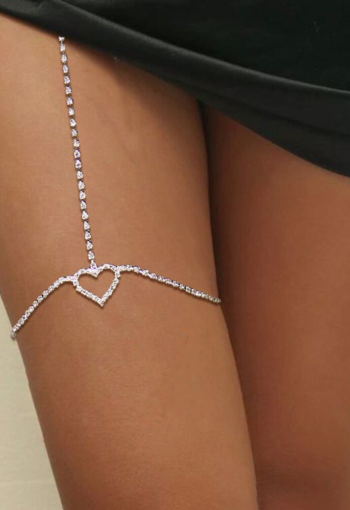 Hollow Out Heart Diamond Trim Thighlet