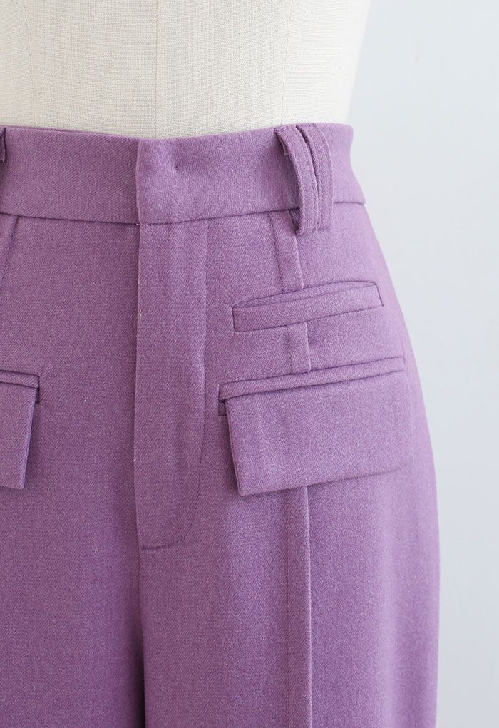 Fake Pocket Seam Detailing Pants in Lilac - Retro, Indie and Unique Fashion