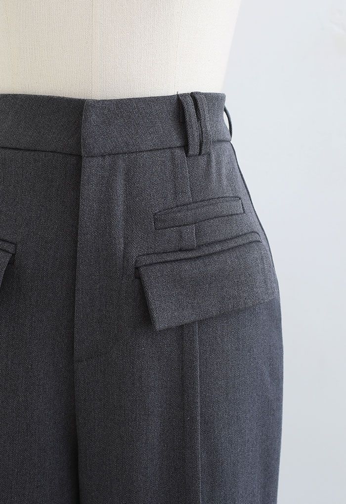 Fake Pocket Seam Detailing Pants in Smoke - Retro, Indie and Unique Fashion