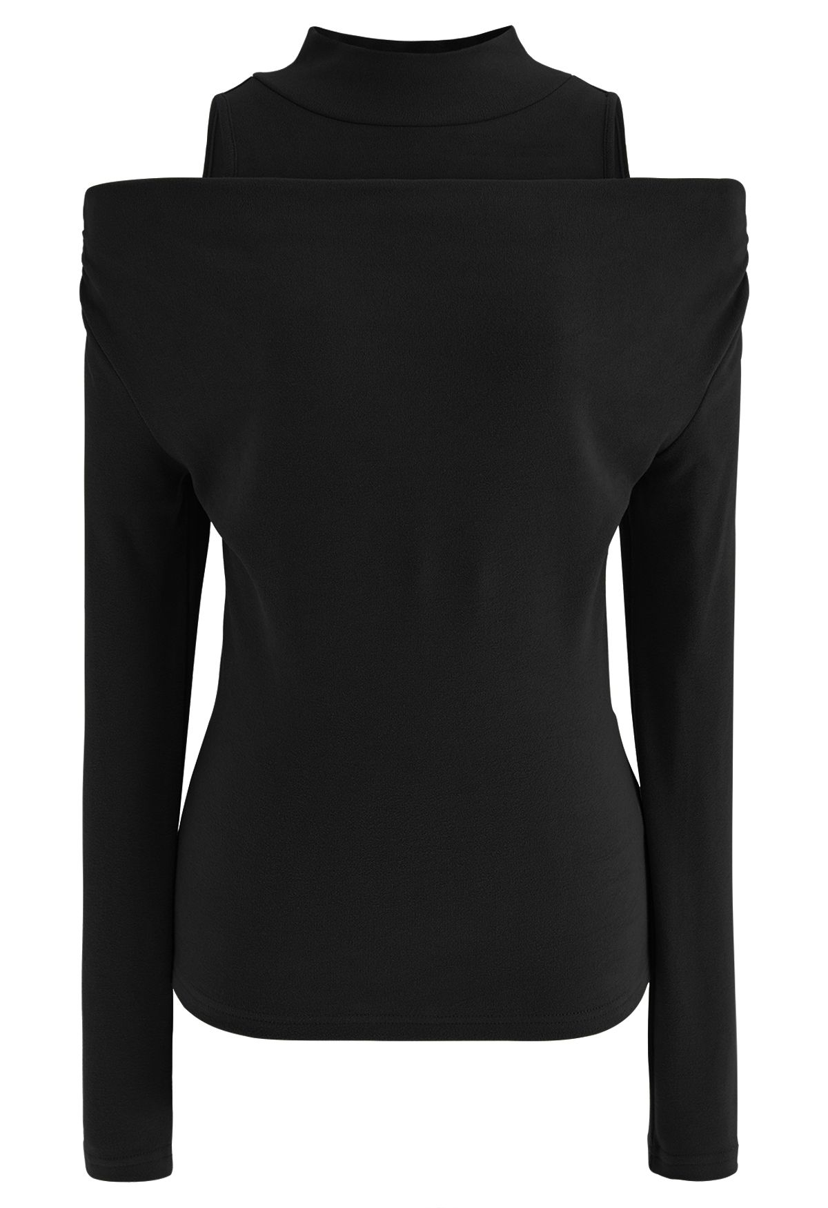 Skin-Friendly Cold-Shoulder Top in Black