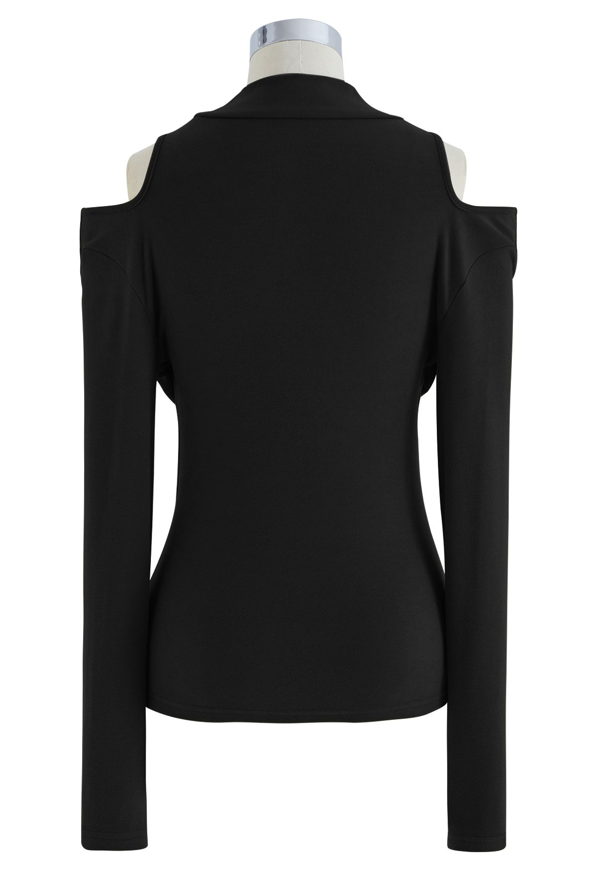 Skin-Friendly Cold-Shoulder Top in Black